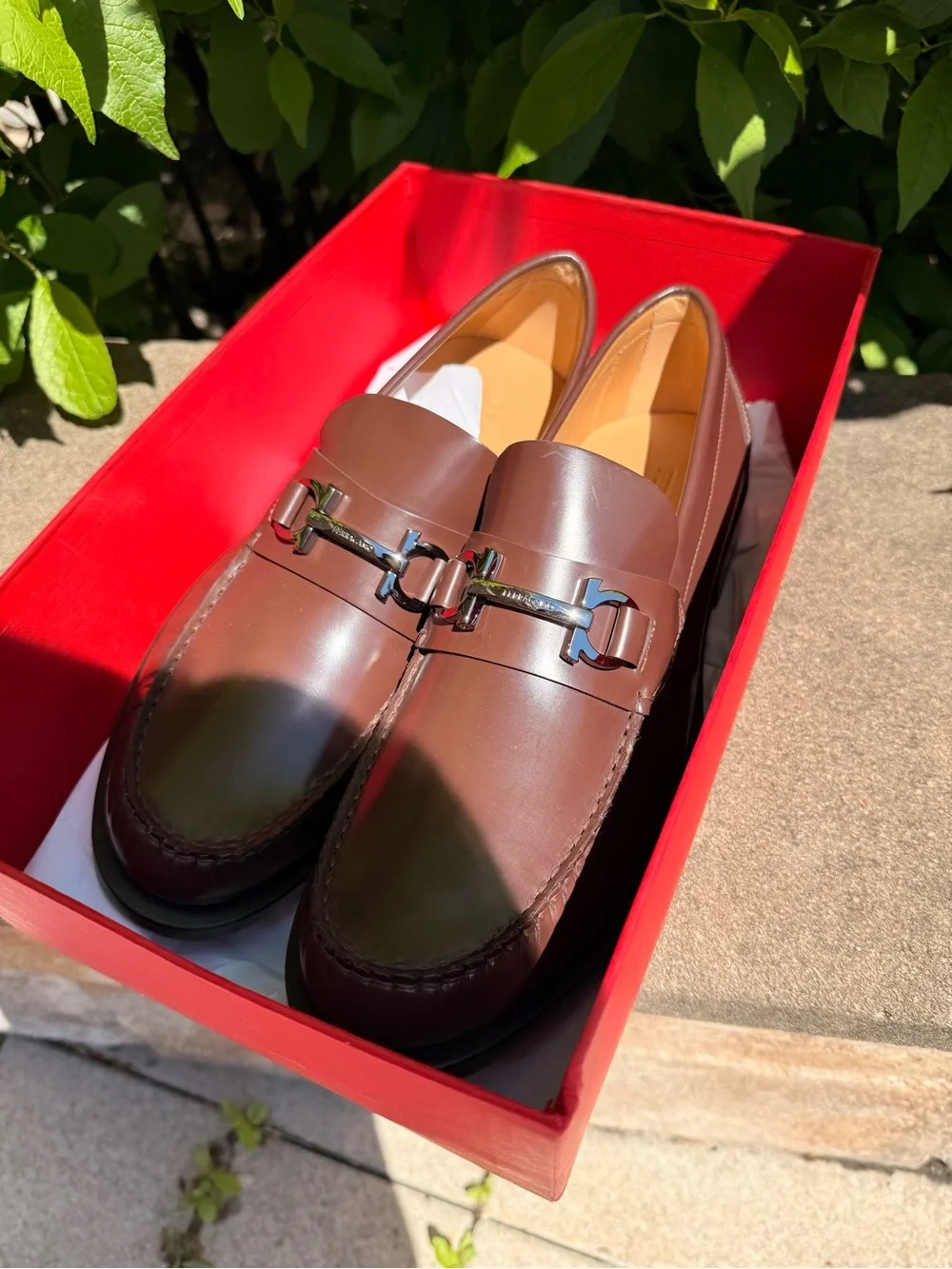 Salvatore Ferragamo Fort Brown Leather Gancini Bit Loafers 11 E (Narrow) Italy